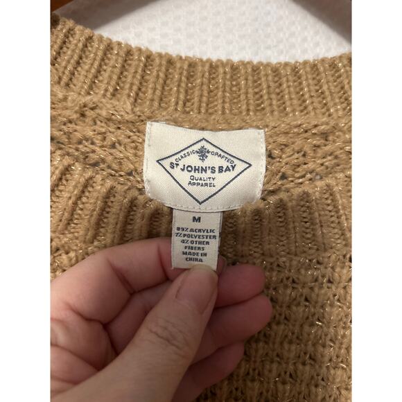 St John's Bay Womens Tan Gold Classic Cable Knit Pullover Sweater Size Medium - Picture 5 of 10